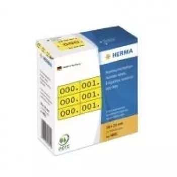 Etykiety z numerami HERMA potrójne numery samoprzylepne 10x22 mm żółto-czarne