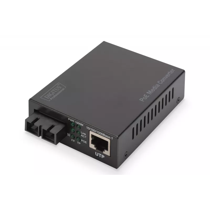 Digitus Gigabit PoE media converter, RJ45 / SC, SM, PSE