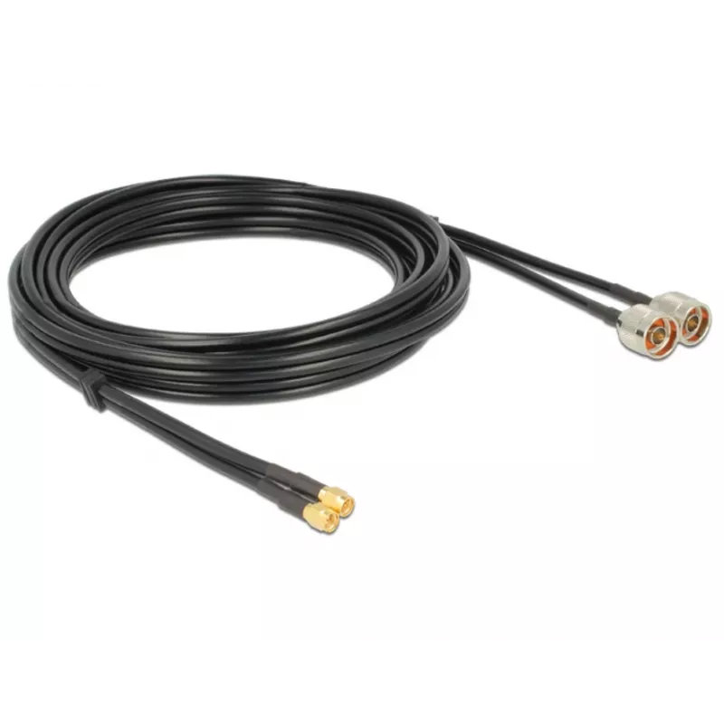 Kabel koncentryczny DeLOCK 89467 RG-58 5m 2x wtyk N 2x wtyk SMA Czarny