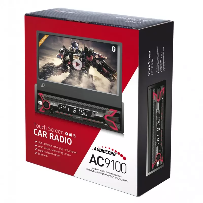 Audiocore AC9100 radio Samochodowy Cyfrowy Czarny, Czerwony