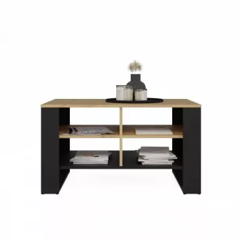Stolik kawowy top e shop Topeshop STOLIK KAWOWY ŁAWA MODERN 4P Dąb Artisan Czerń