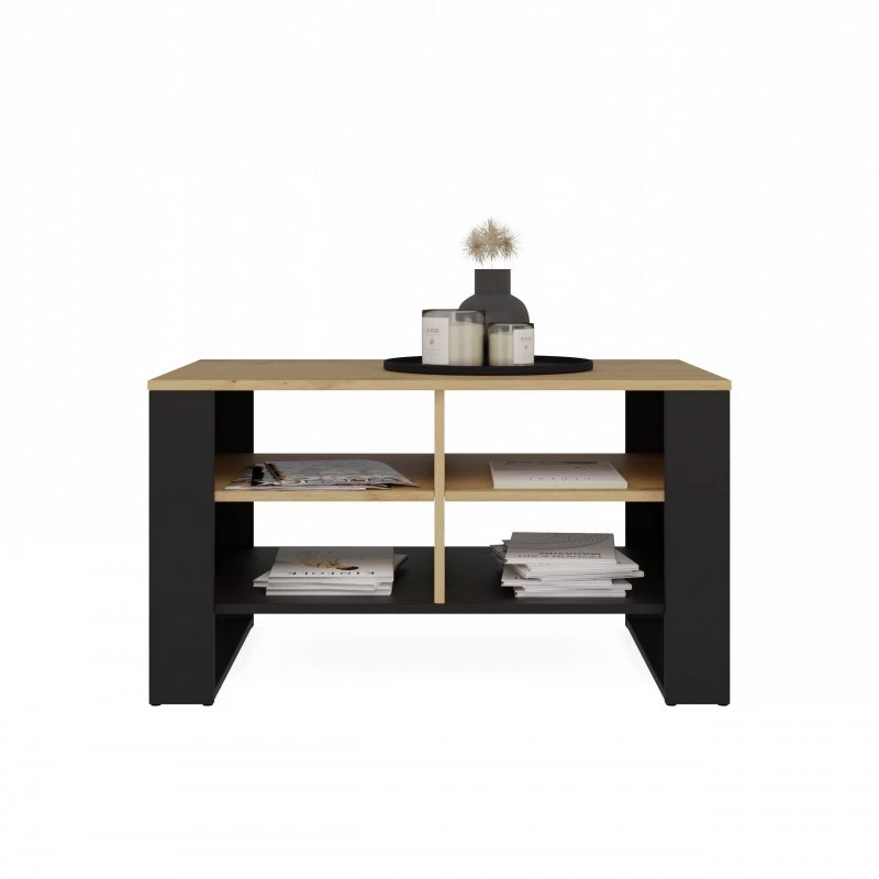 Stolik kawowy top e shop Topeshop STOLIK KAWOWY ŁAWA MODERN 4P Dąb Artisan Czerń