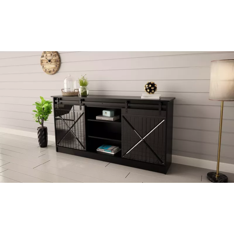 komoda 160x80x35 GRANERO czarny/czarny połysk