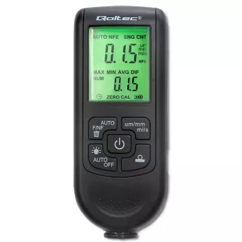 Miernik grubości lakieru Qoltec z wyświetlaczem LCD | 0~2000 µm