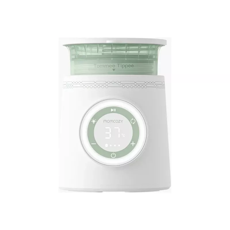 Podgrzewacz do butelek Momcozy MW003-WH12BA-A — bateria 80 W, sterowanie dotykowe, zielony/przezroczysty/biały