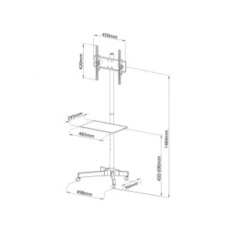 Stolik/wózek pod telewizor na kółkach + uchwyt 23-55 25 kg S-09