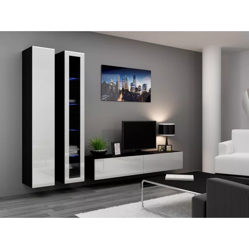Cama pełna Szafka VIGO '180' 180/40/30 biały/czarny połysk