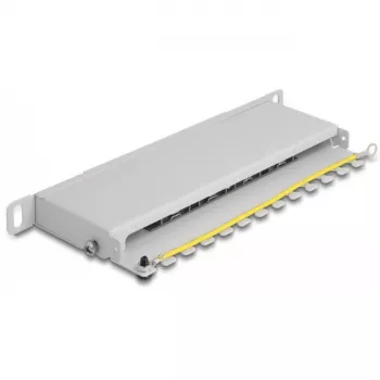 DeLOCK 10-calowy panel krosowy 8-portowy Cat.6A 0.5U szary metalowy
