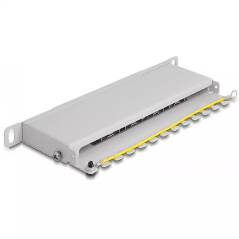 DeLOCK 10-calowy panel krosowy 8-portowy Cat.6A 0.5U szary metalowy