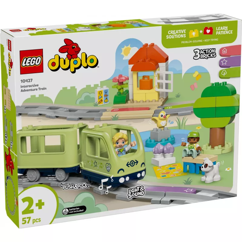 Zestaw kolejowy LEGO DUPLO Interaktywna Kolej Przygód 10427, 57 elementów, 2 figurki DUPLO, dla dzieci od 2 lat