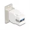 Moduł keystone DELOCK 67337 panel-montażowy USB Typ-B na USB Typ-A 5 Gb/s, srebrny/biały