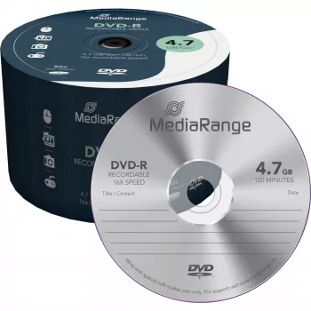 MediaRange - 50 x DVD-R - 4,7GB (120 Min.) 16x - wrzeciono (MR444)