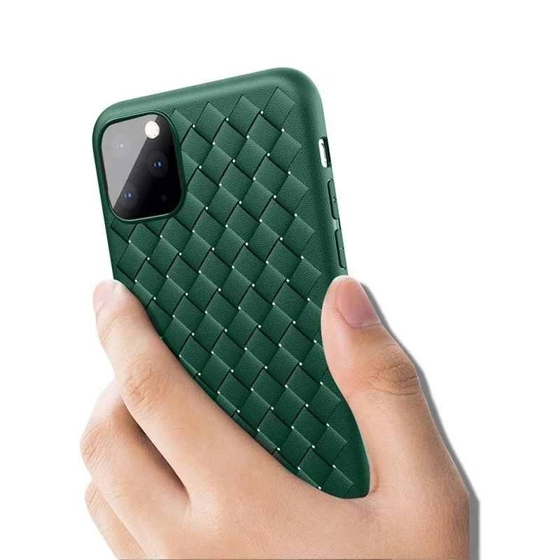 Ochronne miękkie etui Devia do iPhone 11 Pro Max z wzorem plecionki, zielone