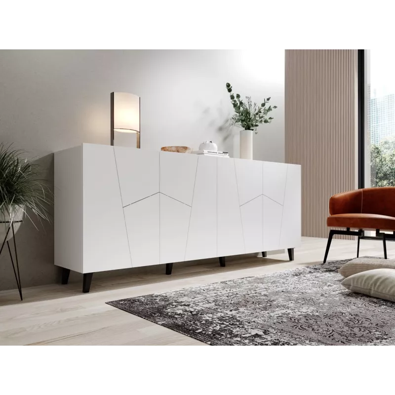 Komoda Cama Meble ETNA 200x42x82 cm, biała mat, płyta wiórowa, rama 16 mm