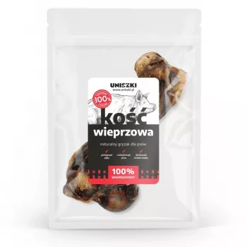 Gryzak dla psa UNISZKI Pork Bone, jedna sztuka — smak wieprzowy, 0–200 g, bezzbożowy, dla psów dorosłych, pielęgnacja zębów