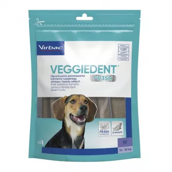 VIRBAC Veggiedent Fresh gryzak dentystyczny dla psów M — średni rozmiar przysmak do higieny jamy ustnej