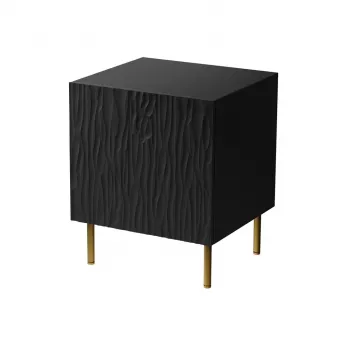 Komplet 2 szafek nocnych cama meble JUNGLE — 53,5×40,5×44 cm, czarny mat MDF/płyta wiórowa, złote nogi