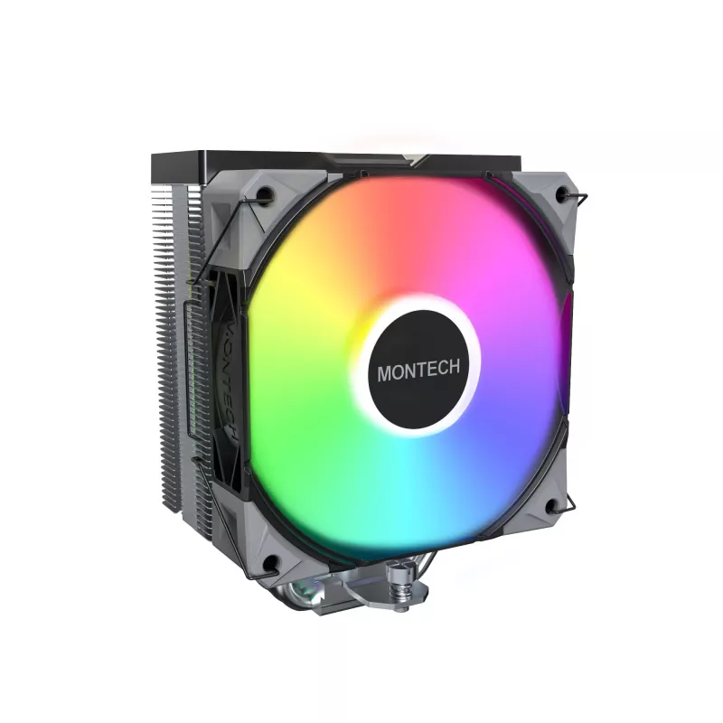 Chłodzenie powietrzne Montech NX400 ARGB, wentylator 120 mm, FDB, 800–1950 RPM, TDP 270 W, czarny