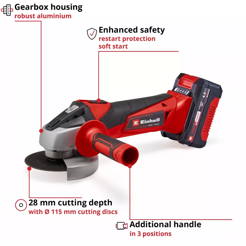 Szlifierka kątowa EINHELL TC-AG 18/115 Li 4Ah