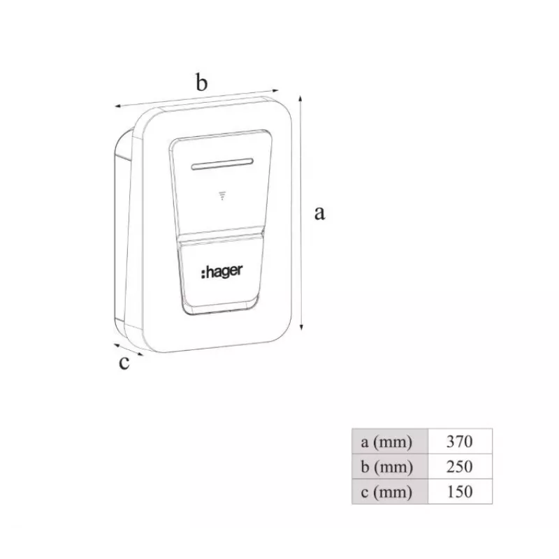 Ścienna stacja ładowania EV Hager witty one 11 kW 3-fazowa z gniazdem Type 2, RFID, Bluetooth, kablem 4,5 m, IP55, IK10