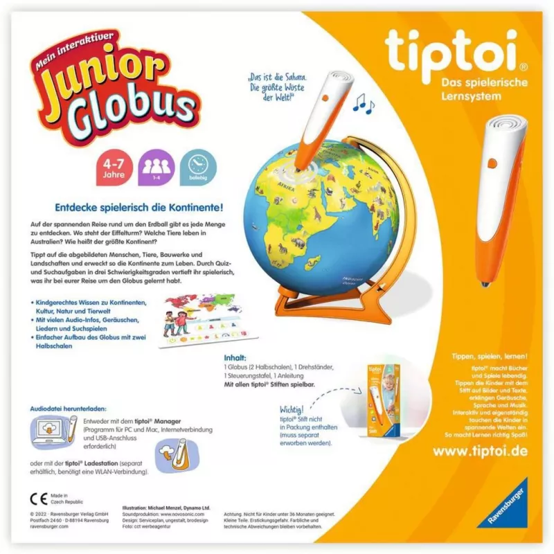 Zabawka edukacyjna Ravensburger tiptoi Mein interaktiver Junior Globus