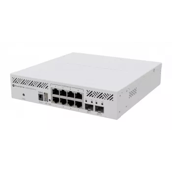 Zarządzalny przełącznik L3 MikroTik CRS310-8G+2S+IN — 8× 2.5G RJ-45, 2× SFP+, PoE, montaż w racku 1U, Biały