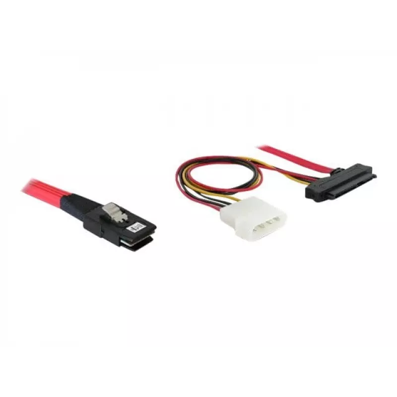 DeLOCK - Wewnętrzny kabel SAS (Serial Attached SCSI) - 4-torowy - 36 pin 4i Mini MultiLane - Wewnętrzne zasilanie, 4-pin, wewnętrzny SAS, 29-pin (SFF-8482) - 50 cm (83059)