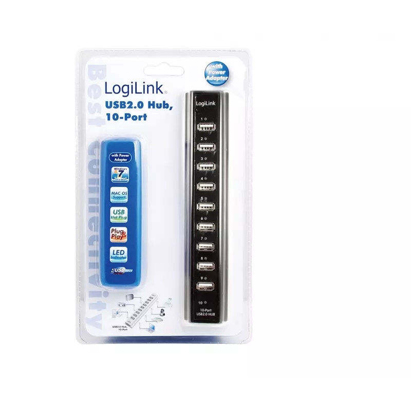 LogiLink UA0096 koncentrator interfejsów 480 Mbit/s Czarny
