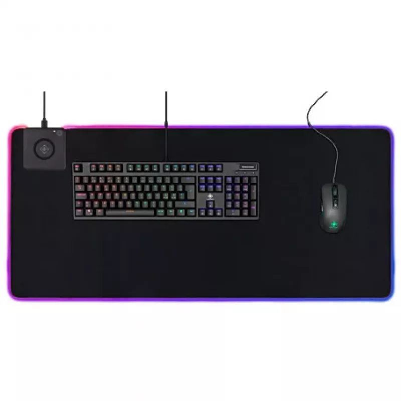Deltaco GAM-092 - Czarny - Monochromatyczny - Neopren - USB - Gamingowa podkładka pod mysz