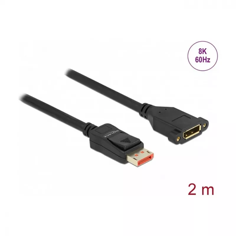 Przedłużacz DisplayPort do montażu panelowego DeLOCK 8K 60 Hz 2 m