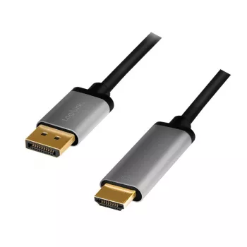 LogiLink CDA0107 adapter kabla wideo 2 m DisplayPort HDMI Szary Czarny