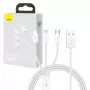 Kabel USB Baseus SUP0003529 — USB 3.2 Gen 1 (3.1 Gen 1), 1 m, USB-A na USB-C / Micro USB-A / Lightning, biały