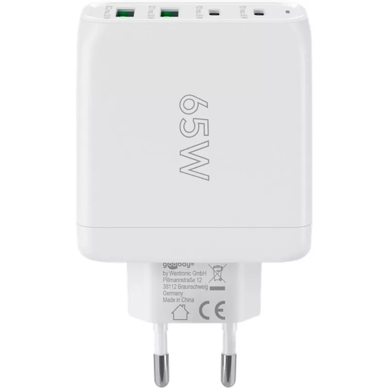 Goobay 64818 Ładowarka do urządzeń mobilnych, słuchawek - laptop - smartfon, biała, szybkie ładowanie AC, do użytku wewnętrznego (64818)