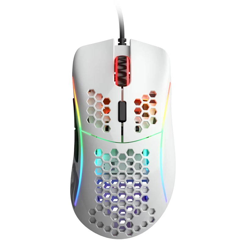 Glorious Model D gaming mysz - biały, błyszczący + Grip Tape - czarny