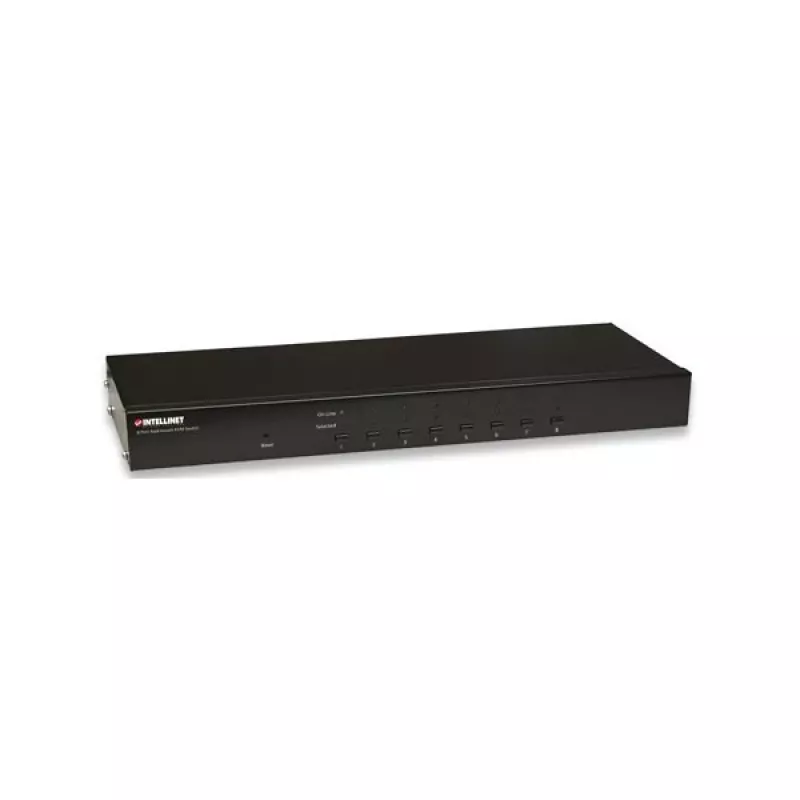 Intellinet 8-Port Rackmount KVM Switch, Combo USB + PS/2, On-Screen Display, Cables included (Euro 2-pin plug)