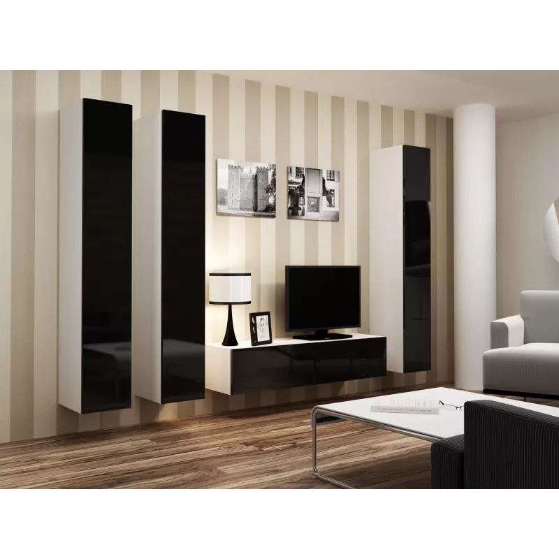 Cama pełna Szafka VIGO '180' 180/40/30 biały/czarny połysk