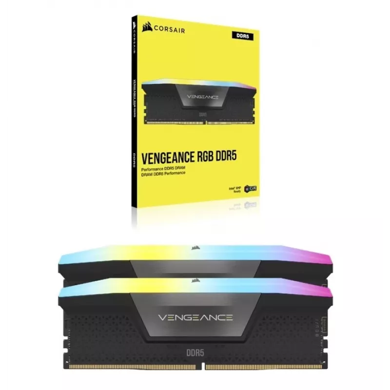 CORSAIR VENGEANCE RGB 16GB 2x8GB DDR5 DIMM 5200MT/s CL40-40-40-77 1.25V Intel XMP Desktop Memory - Black