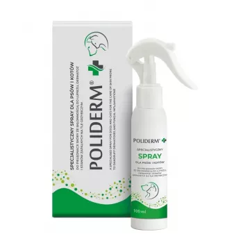Pielęgnacyjny spray JM Sante Poliderm dla skóry ze skłonnością do łupieżu, psy i koty, 100 ml, przeciwświądowy