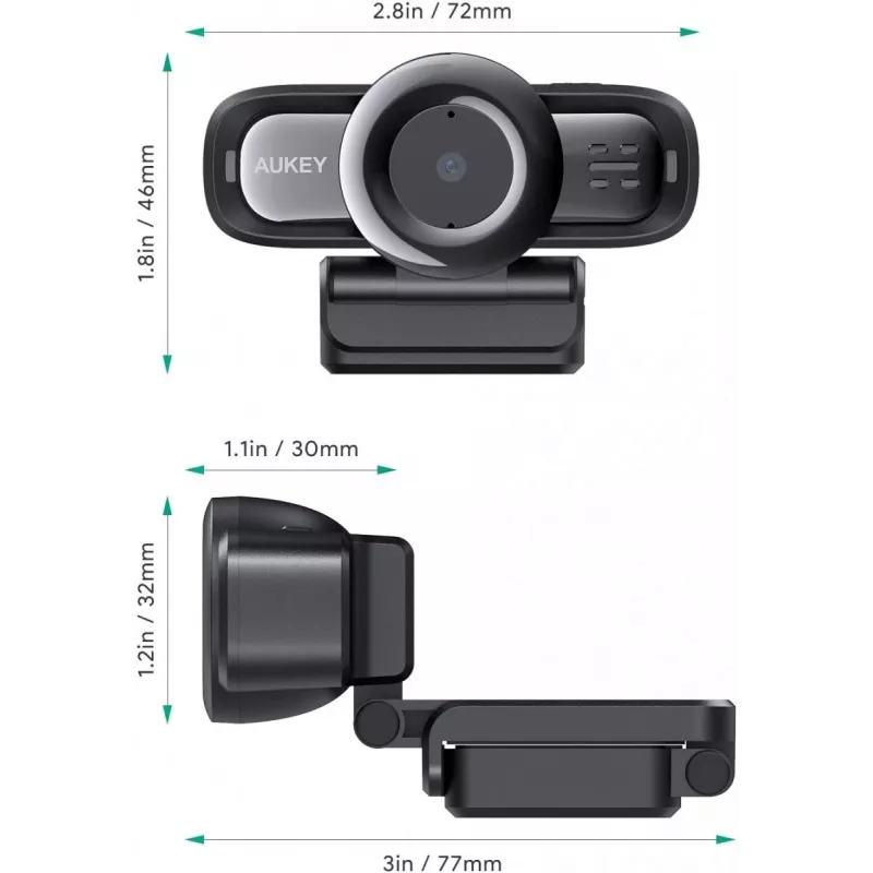 Kamera internetowa AUKEY PC-LM3 2 MP 1920 x 1080 pikseli USB 2.0 Czarna