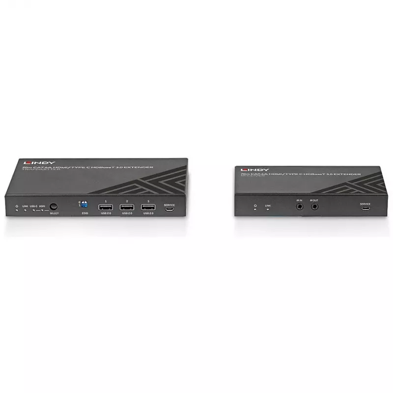 Przedłużacz KVM Lindy 70m Cat.6A HDMI 4K60 i Type C HDBaseT 3.0