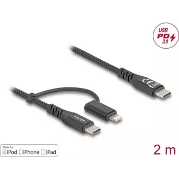 Kabel USB DeLOCK 81171 2m USB C USB C/Lightning Czarny