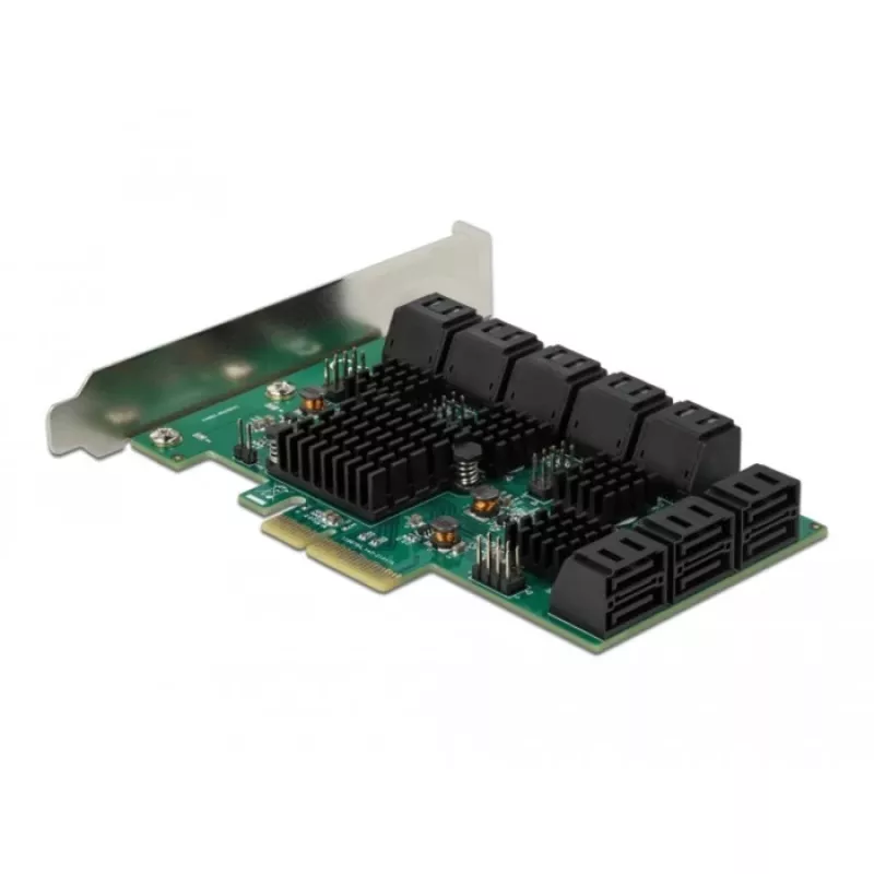 Karta DeLOCK 16 portów SATA PCI Express x4 6 Gbit/s zielono-szara