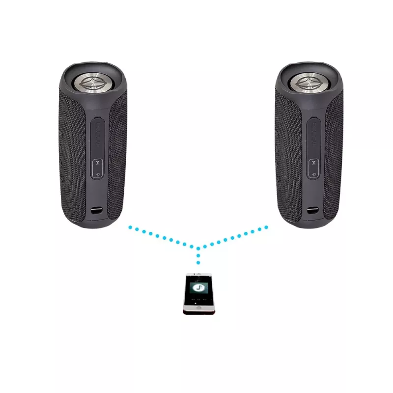 Głośnik przenośny MANTA SPK130GO BT — Bluetooth 5.0, TWS, FM, 10W RMS, akumulatorowy (czarny, 8×8×19 cm)