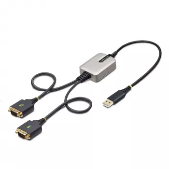 StarTech.com adapter kablowya USB na szeregowe 2-portowy 2ft (60cm), wymienne śruby/nakrętki DB9, zachowanie COM, USB-A na DB9 RS232, FTDI, ochrona ESD poziomu 4, Windows/macOS/ChromeOS/Linux - wytrzymała konstrukcja TPE