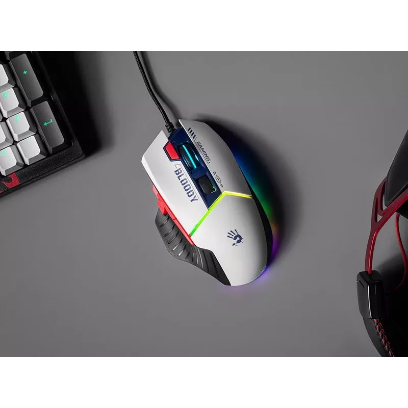 Mysz gamingowa A4Tech Bloody W95Max USB — praworęczna, biała, 12000 DPI, 1 ms, 250 ips, 125/2000 Hz