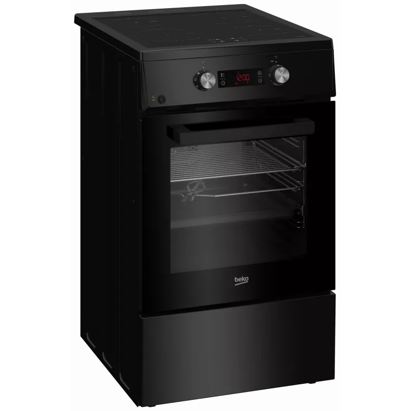 Płyta indukcyjna z piekarnikiem elektrycznym Beko FSM59305BDT, 60 L, szerokość 50 cm, czarna, klasa energetyczna A, 4-strefowa płyta indukcyjna z funkcją boost