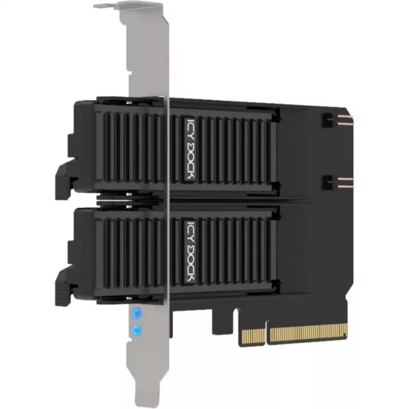 Karta adaptera PCIe icybox MB312M4P-B — 2× M.2 NVMe na PCIe 4.0 x8 (bifurkacja)