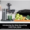NINJA Cold Press Juicer | Neverclog JC151EU | Typ Sokowirówka Wolnoobrotowa | Szary | 150 W | Liczba prędkości 1