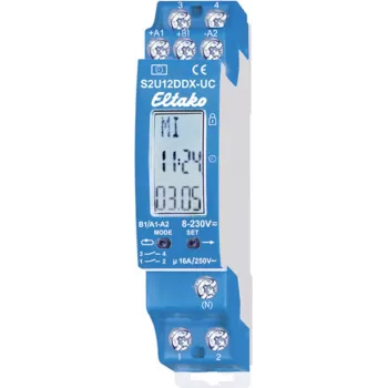 ELTAKO Timer Switch S2U12DDX-UC 2-kanałowy 1+1S 1TE z wyświetlaczem S2U12DDX-UC (23200901)