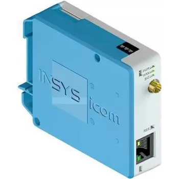 Router sieci komórkowej INSYS icom MIRO-L100 — Fast Ethernet 10/100 Mbps, antena zewnętrzna, zasilanie DC, montaż na ścianie
